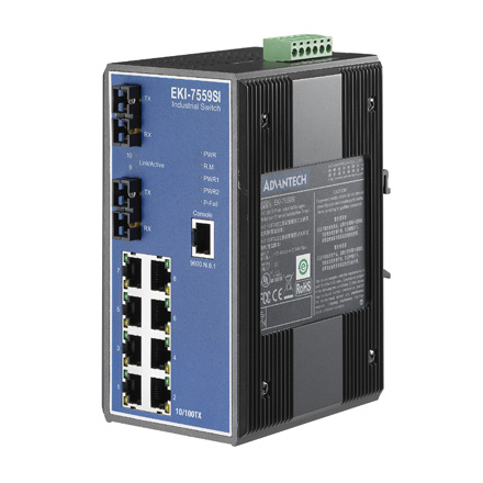 8+2 SC-type Fiber Optic Managed Redundant Industrial Switches with Wide Temperature