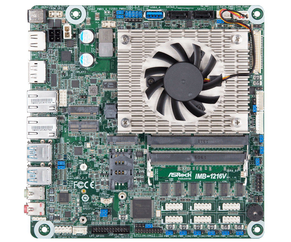 Płyta główna Mini-ITX, i7-8665UE, MCP, HDMI, DP, LVDS, 2LAN, 6COM, 8USB, 2SATA, 3M.2, DC in 19~28V, 0°C~60°C